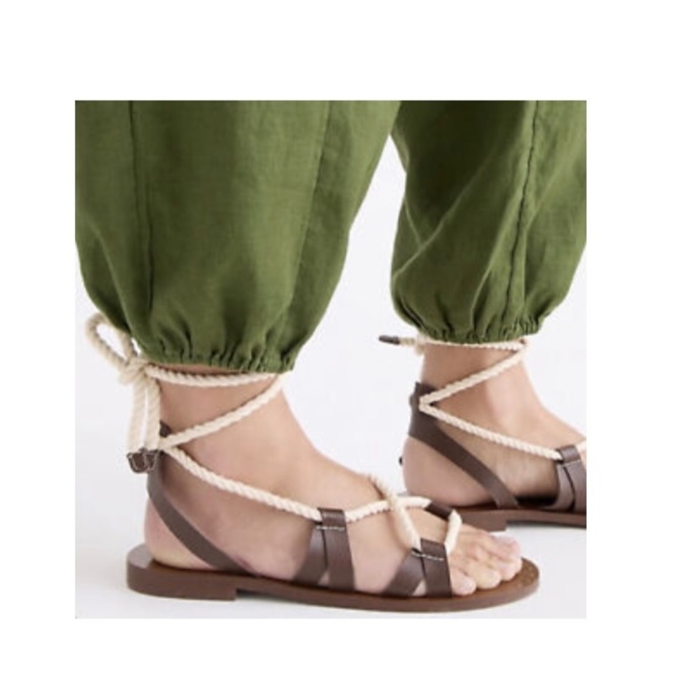 🆕{Crew} Rope lace-up sandals in leather